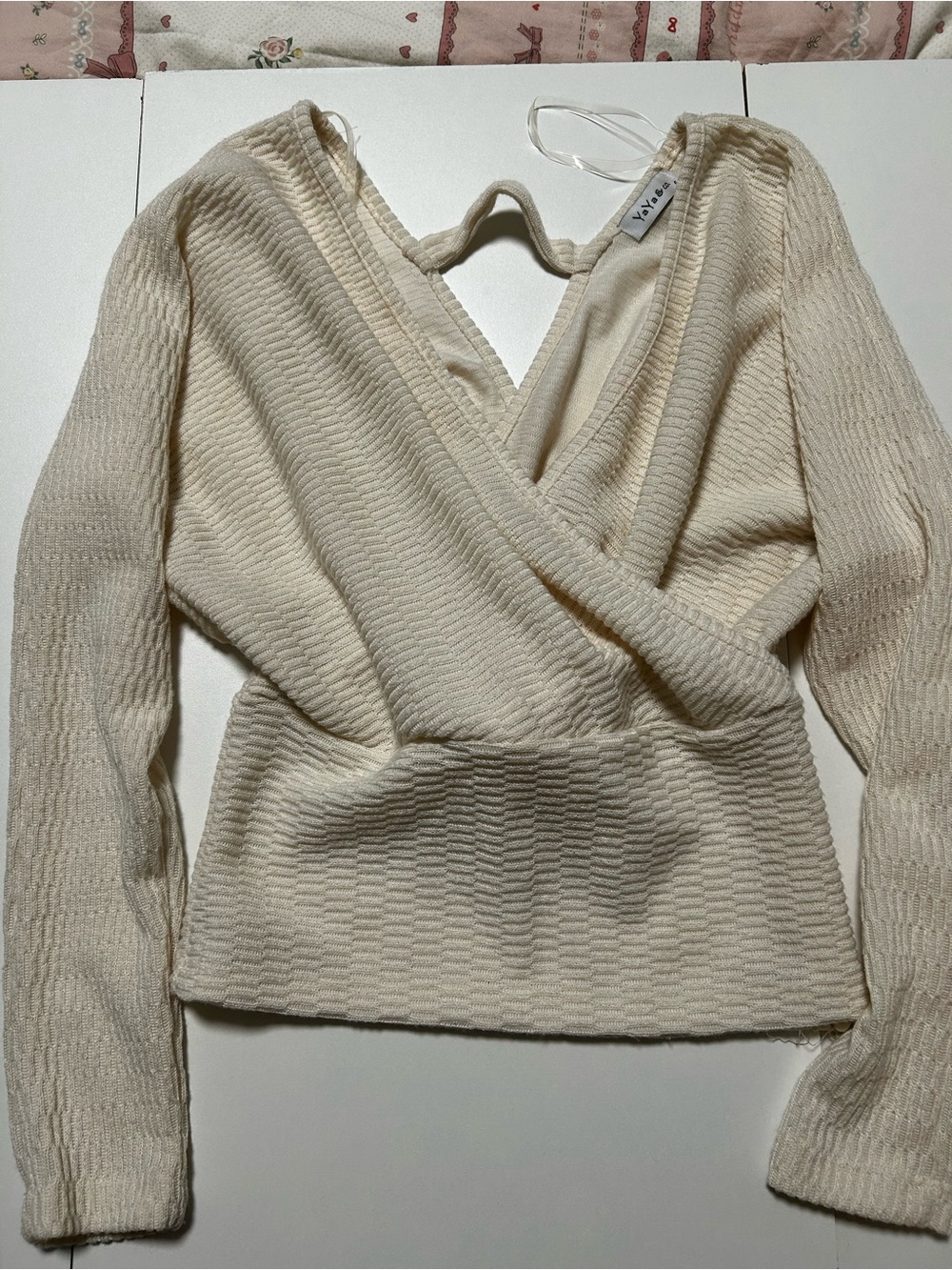 Vila Cream Textured Wrap V-Neck Sweater